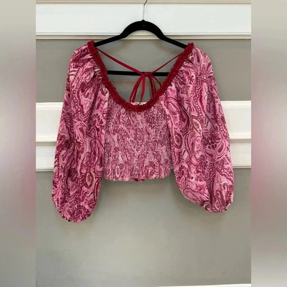 EUC Free People Dare Me Velvet Blouse - Picture 4 of 6